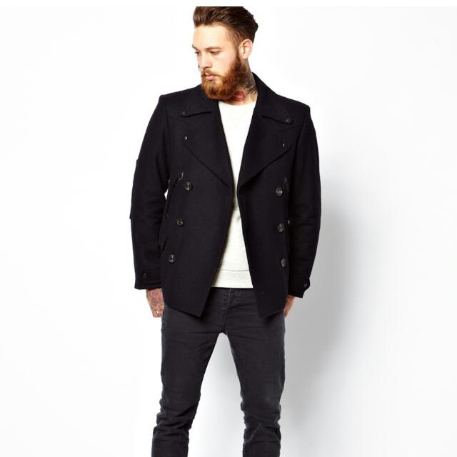 Asos Military Peacoat In Navy Blue Men s Fashion Coats Jackets and Outerwear on Carousell