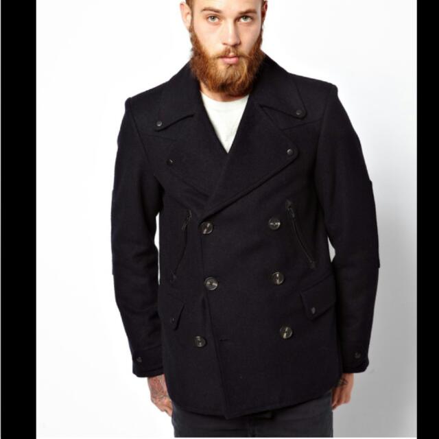 Asos Military Peacoat In Navy Blue Men s Fashion Coats Jackets and Outerwear on Carousell