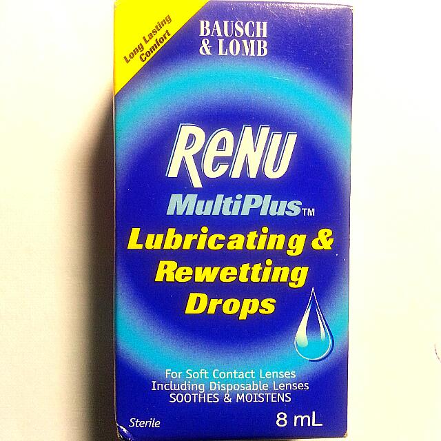 Renu Bausch & Lomb MultiPlus Lubricating & Rewetting Eye Drops 8ml, Beauty & Personal Care