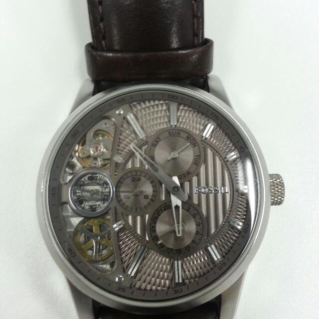Fossil Mechanical Twist Leather Watch 
