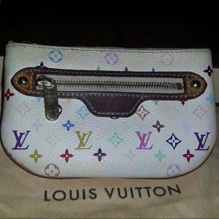 Louis Vuitton White Monogram Multicolor Pochette Plate MM Key