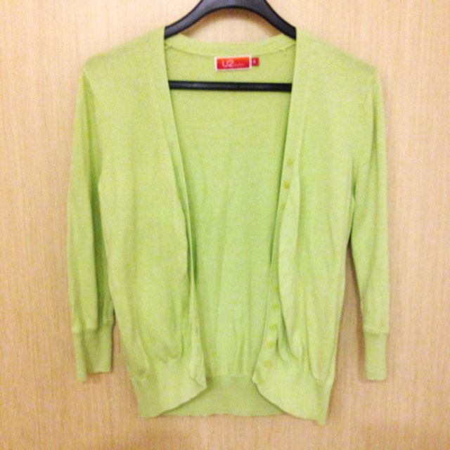 lime green cardigan sweater