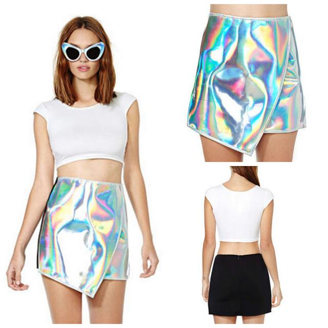 UNIF Assymetrical Holographic Skirt PO Bulletin Board on Carousell