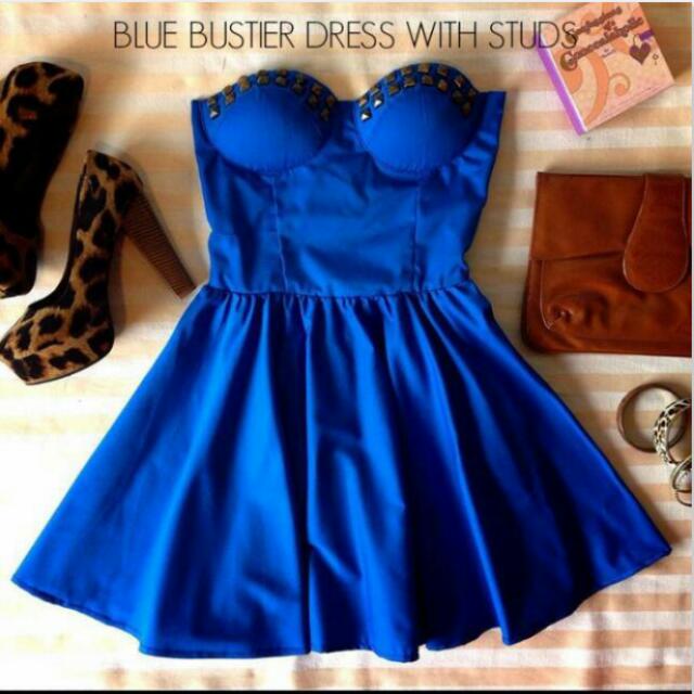 Electric blue bustier dress top