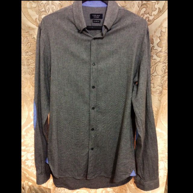 Zara Shirt with Elbow Patch, Men's Fashion, Tops & Sets, Formal Shirts