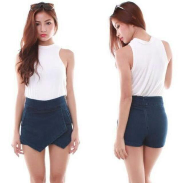Sold Dark Denim Origami Skorts Women S Fashion Bottoms Other Bottoms On Carousell