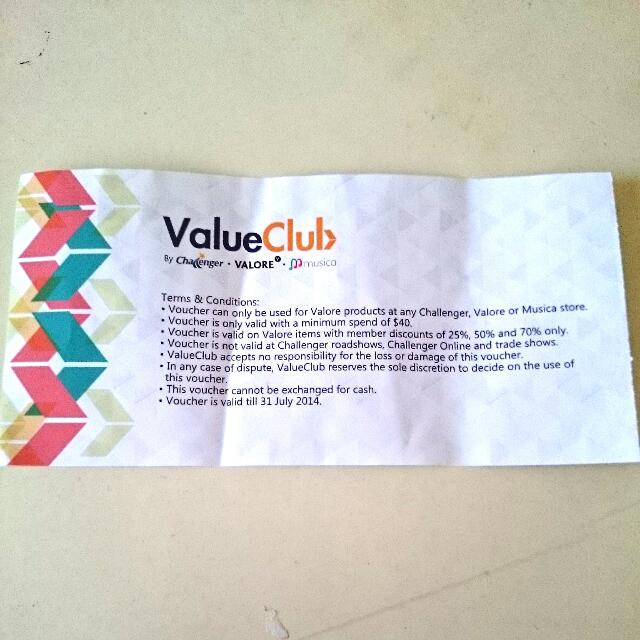 Value club Voucher (challenger) , Tickets & Vouchers, Vouchers on Carousell
