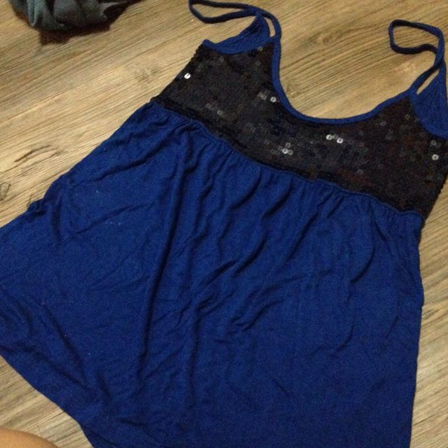 midnight blue sequin top