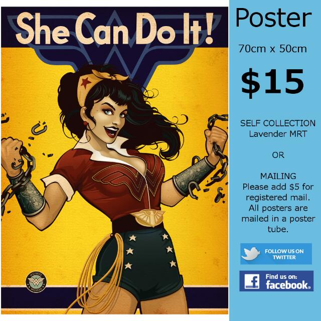 Dc Comics Bombshell Wonder Woman Inspiring She Can Do It Propaganda Poster Women S Fashion On Carousell
