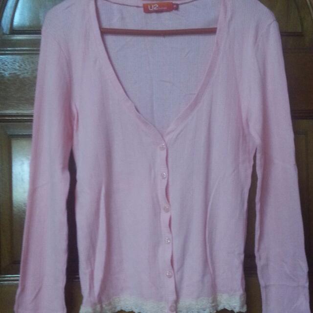 ladies baby pink cardigan