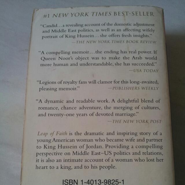 Leap Of Faith Memoirs Of An Unexpected Life By Queen Noor Books Stationery On Carousell