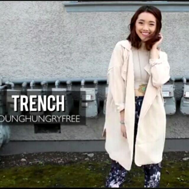 beige drape coat
