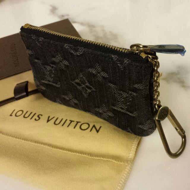 Louis Vuitton Black Monogram Denim Pochette Cles Key Pouch