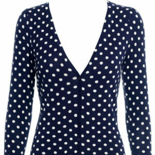 Polka Dots Pattern Print Jersey Cardigan
