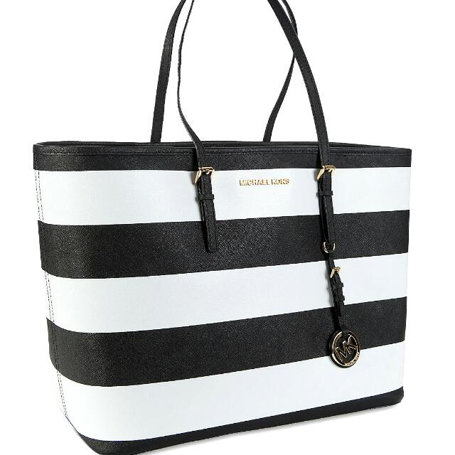 Michael kors striped tote hot sale
