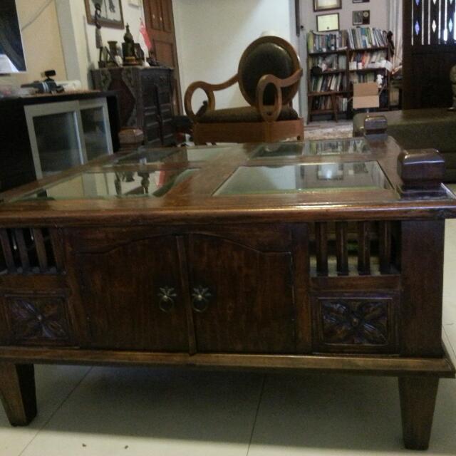 Teakwood Coffee Table . Dimension 93cm X93 cm, Furniture & Home Living