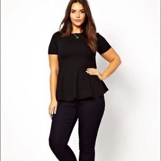 black short sleeve peplum top