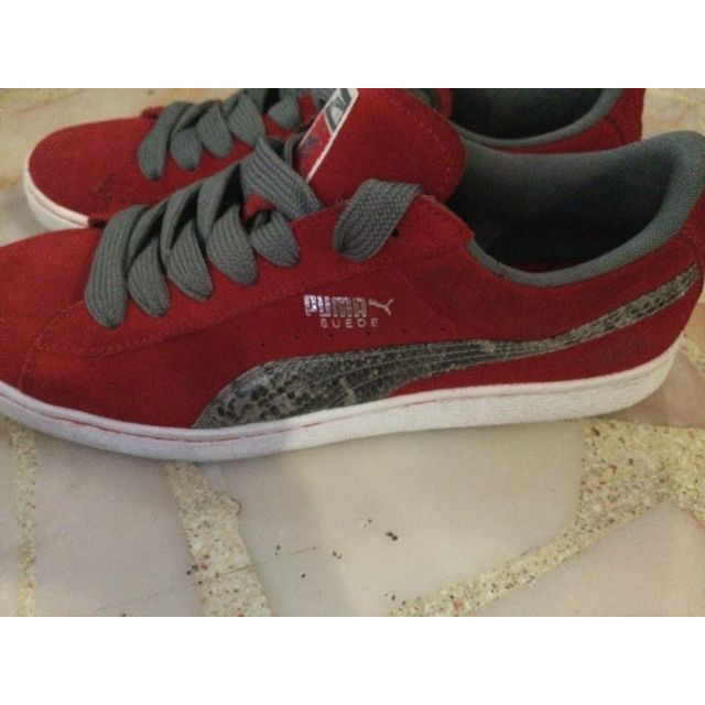 Puma Suede Snakeskin Red Men s Fashion Footwear Sneakers on