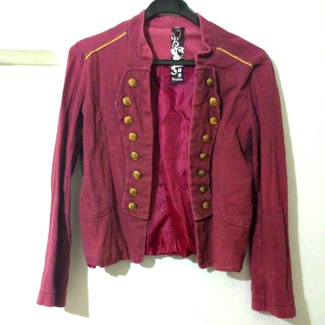 Womens Burgundy Military Jacket Women s Fashion Coats Jackets and Outerwear on Carousell