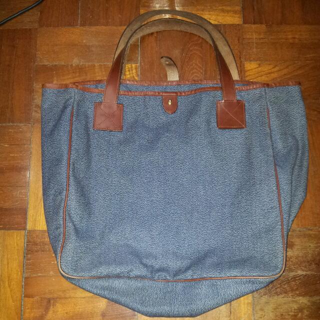 Evisu Yamane Denim Tote Bag Leather Handles Made In Japan In