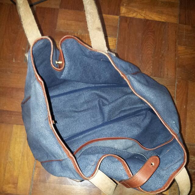 Evisu Yamane Denim Tote Bag Leather Handles Made In Japan In