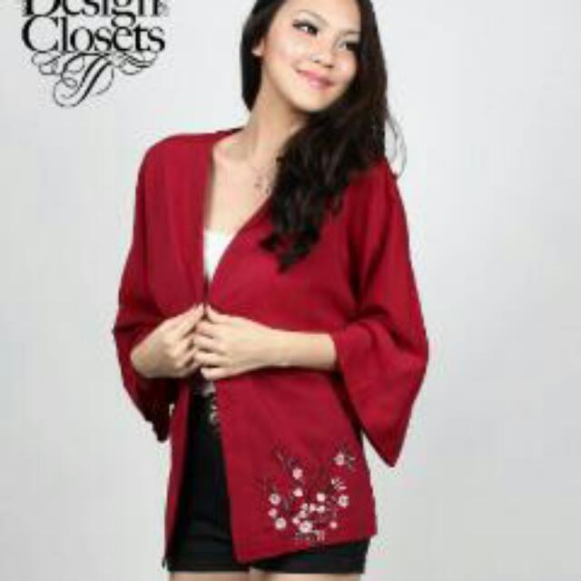Thedesignclosets Kimono Cardigan Maroon