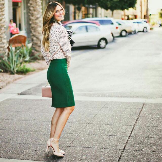 Pencil cut deals skirt green