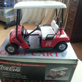 BNIB Coca Cola Golf Cart Coin Bank