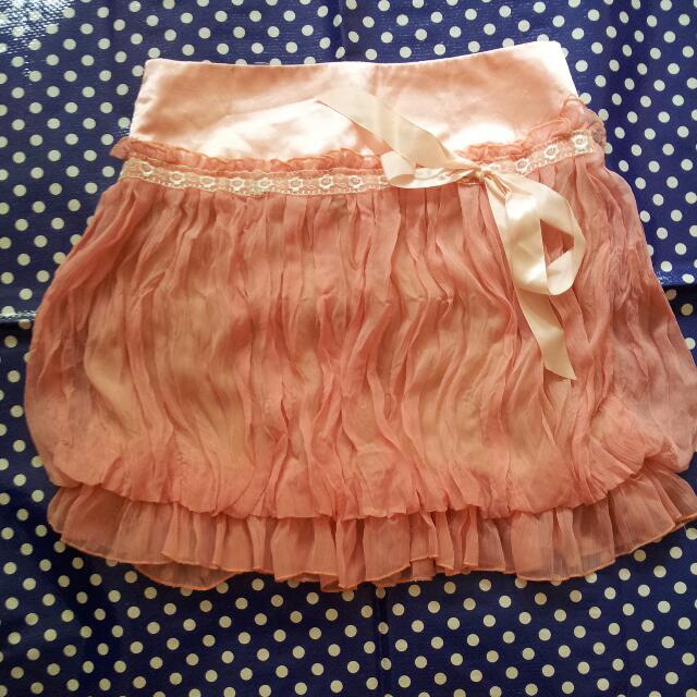 coral pink chiffon skirt, Women's Fashion, Tops, Blouses on Carousell