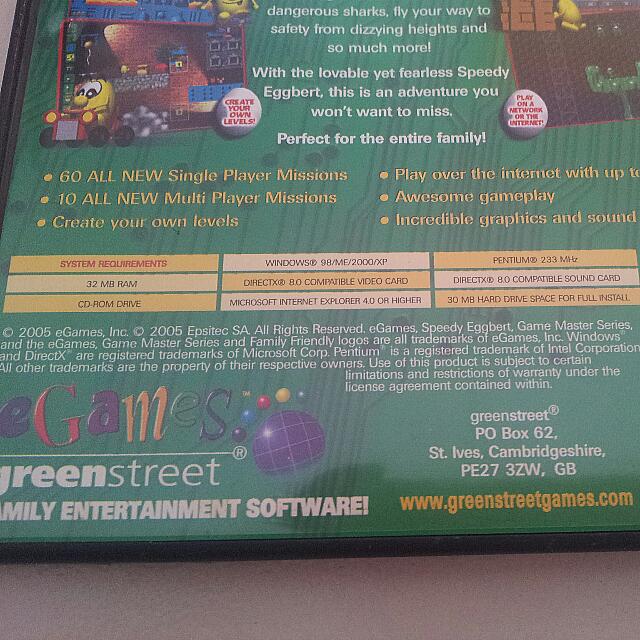 Speedy Eggbert PC CD-ROM Software eGames Speedy Eggbert