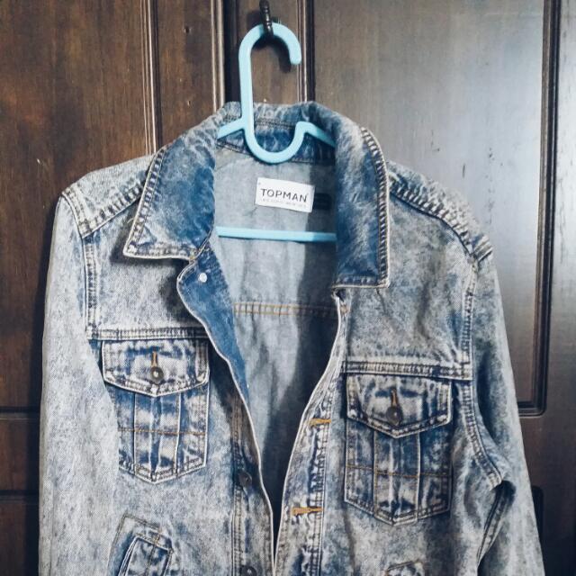 Mens acid wash denim shop jacket