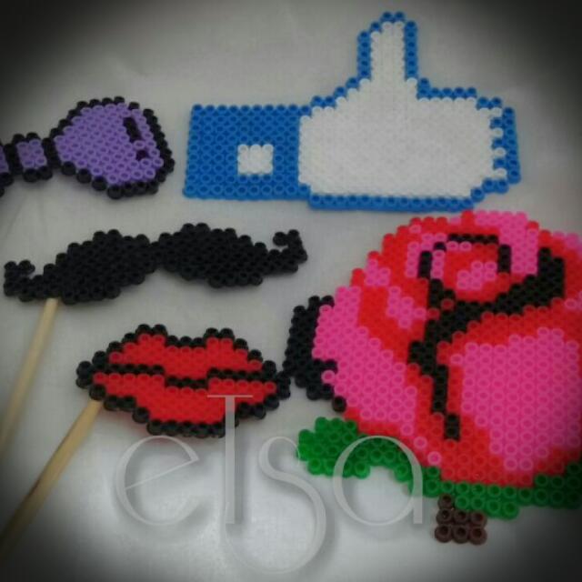 Photo booth props - made from pyssla / perler bead / iron bead, Hobbies &  Toys, Stationery & Craft, Craft Supplies & Tools on Carousell