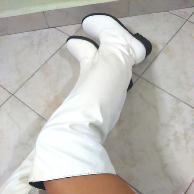 White Thigh High PVC White Boots Hobbies Toys Stationery
