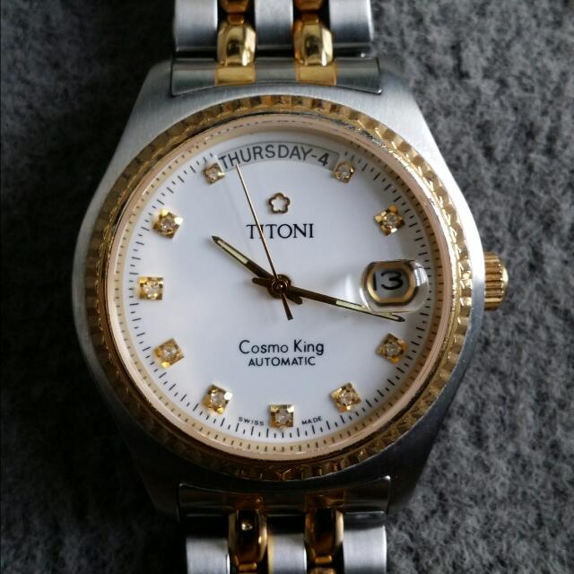 Titoni Cosmo King Model 777 Automatic Bracelet Watch Date Day 600