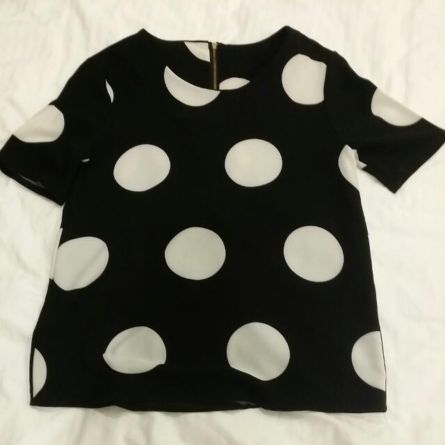 black and white dot blouse