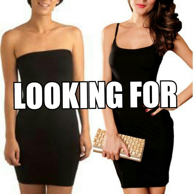 Plain Black Tube Body Con Dress Or Long Spag Tank Women S Fashion Tops Sleeveless On Carousell