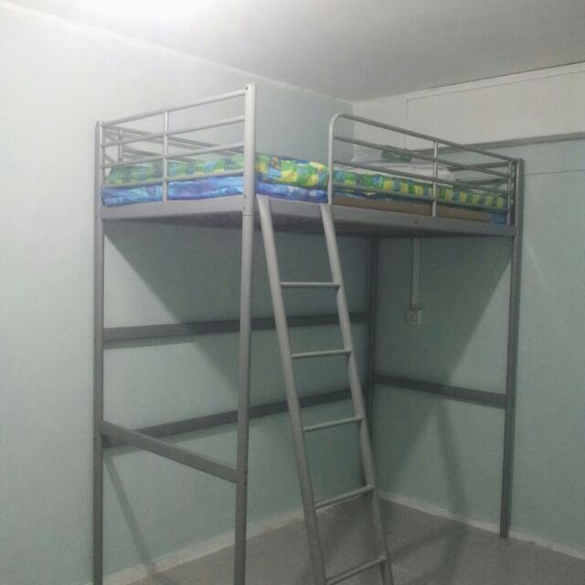 IKEA single loft bedframe w/o mattress , Furniture & Home Living