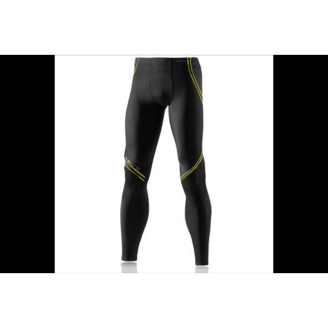SKINS A400 YOUTHS COMPRESSION LONG TIGHTS (BLACK/YELLOW)