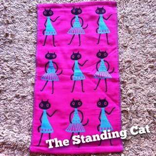 Dancing Cats Rectangular Towel (pink)