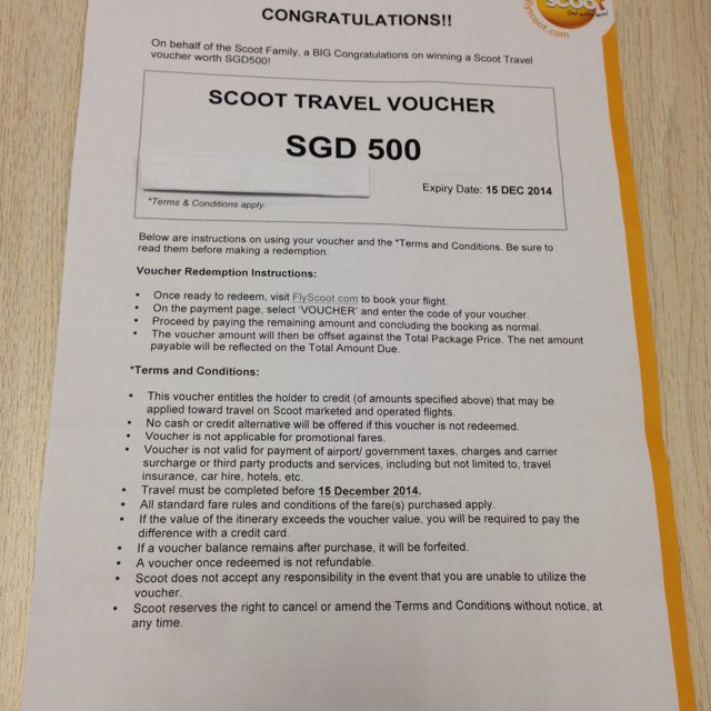 Scoot Travel Voucher, Tickets & Vouchers, Vouchers on Carousell