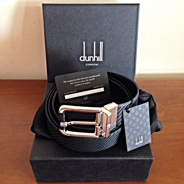 Brand New Alfred Dunhill Carbon Reversible Belt with Palladium