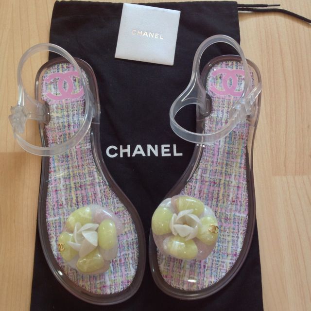 chanel camellia jelly sandals