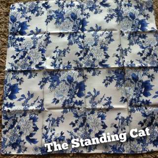 Ethnic Blue Peony Handkerchief