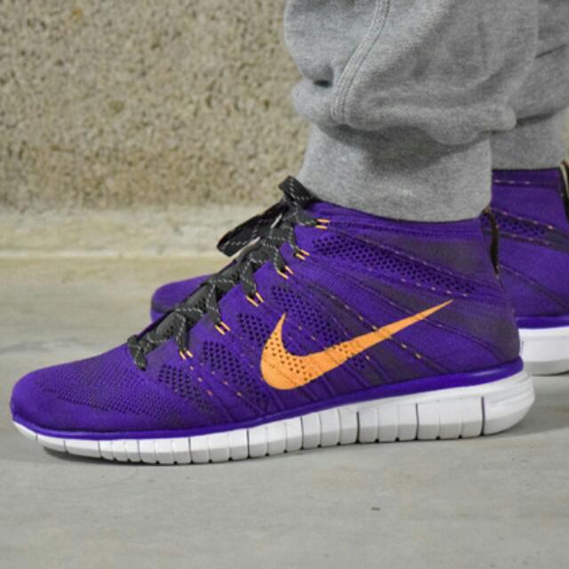Nike Flyknit Chukka Hyper Grape Atomic Mango Men s Fashion Footwear Sneakers on Carousell