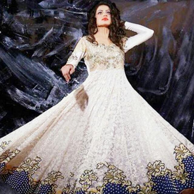 white long anarkali dress