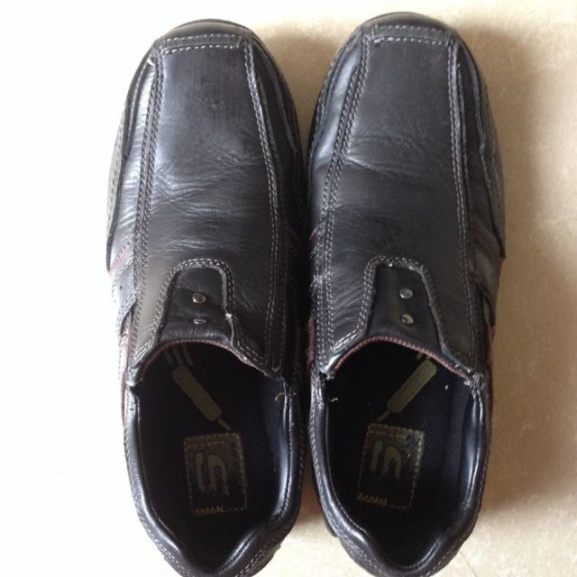 Skechers Black Leather Shoes, Men's 