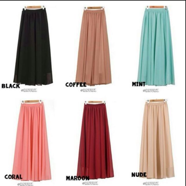 chiffon maxi skirt maroon
