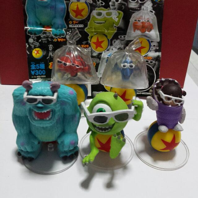 Disney Pixar Figures With 3d Glasses Monster Inc Nemo