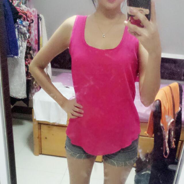 simple pink basic top, Women's Fashion, Tops, Sleeveless on Carousell