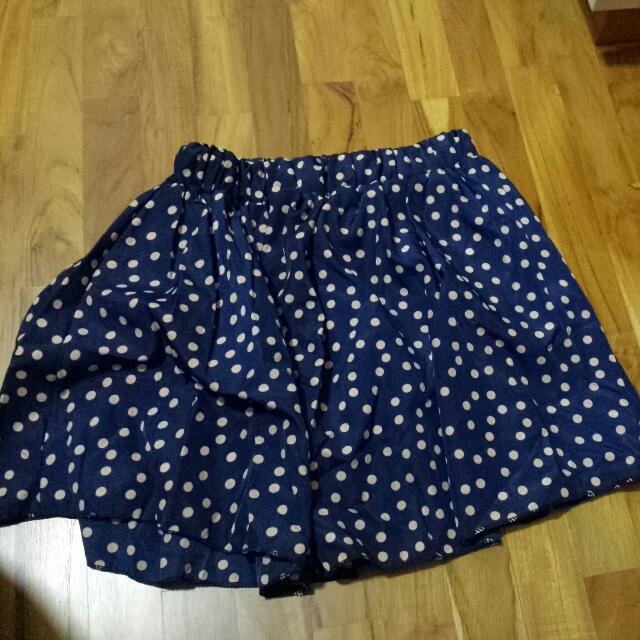 Blue Polka Dots Butterfly Print Women's Skirt